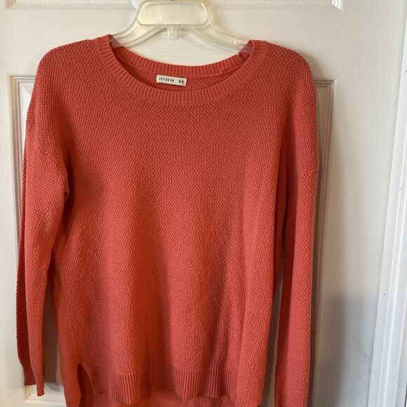 Cotton On Sweater Women’s Medium Round Neck Light Weight Salmon Slit Side - Picture 9 of 15